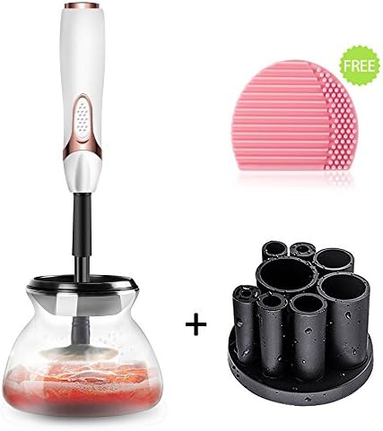 Makeup Brush Cleaner, Toward Professional Bowl-Shaped Electric Makeup Brush Cleaning Machine and Dryer with Silicone Egg Brush Cleaner for All Sizes of Makeup Brushes, White
