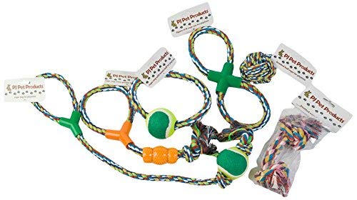 PJ Pet Products Value Pack of 6 Rope Dog Toys | Great For Dogs Stocking Fillers | Great For Presents For Christmas