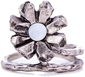 XAvoe Unique Vintage Flower Design Elegant Pretty Shell Gold Silver Rings for Women Jewelry Size 8 (Silver)