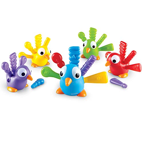 Learning Resources Fine Motor Peacock Pals - 5 Pieces, Ages 18+ months Toddler Learning Toys, Fine Motor and Sensory Toys