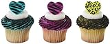 Wild Hearts Zebra & Leopard Print Cupcake Topper Rings - Set of 12