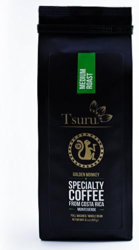 Tsuru Specialty Coffee Golden Monkey from Monteverde, Costa Rica Medium Roast Whole Bean, 8 oz