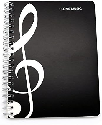 OPOCC Music Themed Notebook -Music Notebook /Treble Clef Design Notebook Black Piano Keys Spiral Bound Notebook (Black)