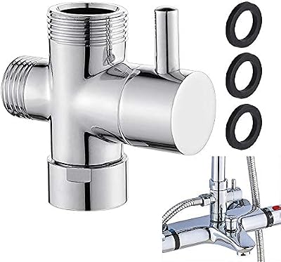 QUCUMER 3 Way Shower Diverter Valve Brass Chrome G1/2" Handheld & Fixed