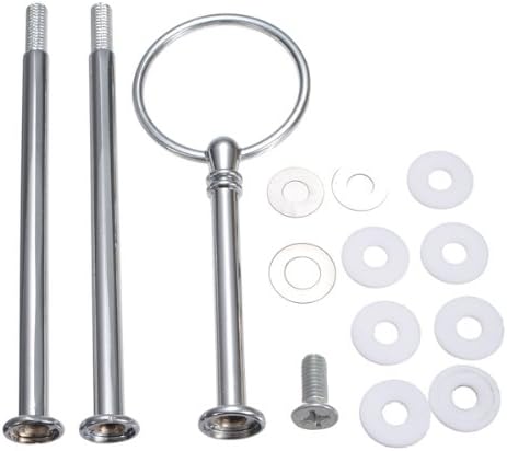 5pcs Cake Heavy Plate Stand Handle fittings Round Hardware Rod 3 Tier 13",Silver