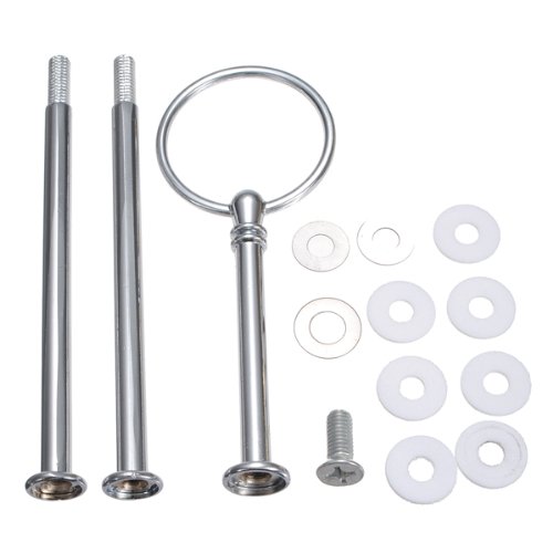 5pcs Cake Heavy Plate Stand Handle fittings Round Hardware Rod 3 Tier 13",Silver