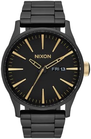 Amazon.com: NIXON Porter Leather A10581031-00. Black and Gold