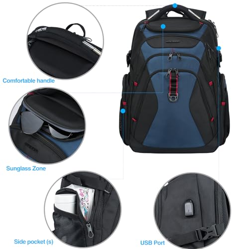 KROSER Travel Laptop Backpack Heavy Duty Computer Backpack with Hard Shell Saferoom RFID Pockets Water-Repellent Business College Daypack Stylish School Laptop Bag for Men/Women