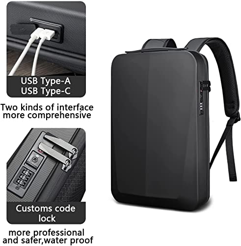SKADE Anti Theft Laptop Backpack for Men, Hardshell Waterproof Anti-theft TSA Lock Gaming Computer Bag with USB Port, Fit Hard Shell Business Travel Bookbag, future design
