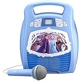 eKids Frozen 2 Bluetooth Portable MP3 Karaoke Machine Player with Light Show Store Hours of Music with Built in Memory Sing Along Using The Real Working Microphone USB Port to Expand Your Content
