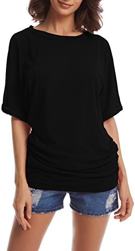 TBONTB Womens Dolman Tops Plus Size Boat Neck Medium Black