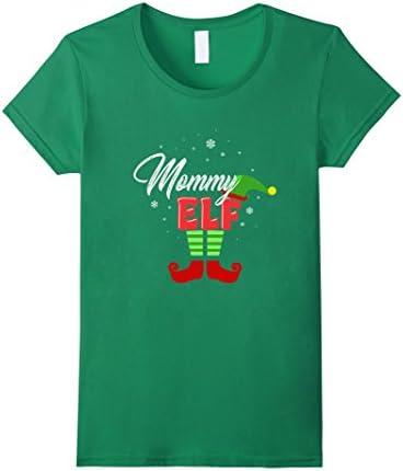 Womens Mom Elf Tshirt Christmas Elf Matching Family T-Shirt Small Kelly Green
