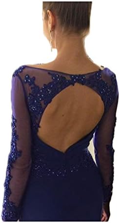 EnjoyDress Women's Mermaid Prom Dresses 2017 Long Sleeves Formal Gowns Open Back Size 22