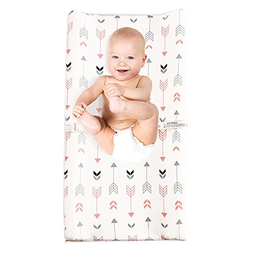 Stretchy Changing Pad Covers-BROLEX 2 Pack Jersey Knit Change Pad Covers For Girls Boys,Pink & White Arrow