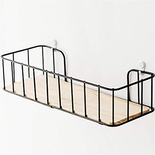 image for VAlink Wooden Iron Storage Holders, Wall Hanging Storage Basket, Flowe
