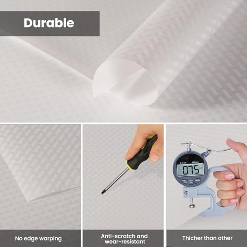 Shelf Liners for Kitchen Cabinets Non-Slip Drawer Liner 18 Inches x 20 FT Non Adhesive Cabinet Liner Waterproof & Oil-Proof EVA Material Refrigerator Liner for Shelves
