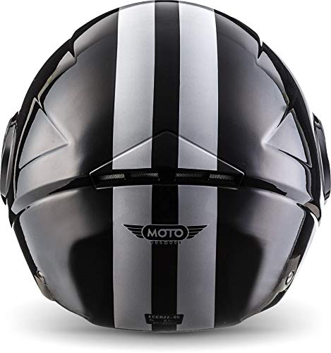 MOTO Helmets® U52"Racing Black" · Jet-helm · motorhelm scooter helm Bobber bromfiets helm chopper retro cruiser vintage pilot biker helm · ECE vizier snelsluiting tas L (59-60cm) - Image 6