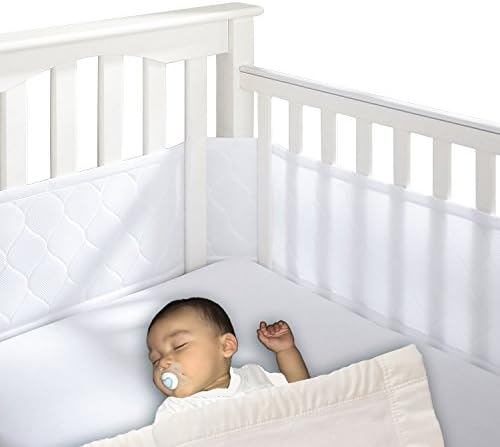 Ele Toys Baby Mesh Crib Liner – Maximize Air Flow &amp; Minimize Stuck Arms &amp; Legs – Easy Installation – Fits Most Crib Sizes (Embossed White)