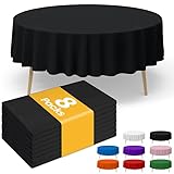 Niuara Black Plastic Table Cloth - 8 Pack 84" Round