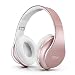 Bluetooth Headphones Wireless,MKay Over Ear Headset V5.0 with Microphone, Foldable & Lightweight, Support Tf Card MP3 Mode and Fm Radio for Cellphones Laptop TV-Rose Gold
