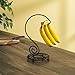 Home Basics Powder Coated Steel Scroll Collection Banana Holder Tree, Rust Resistant, Kitchen Countertop, Black