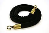 Black or Red Barrier Rope Crowd Control Stanchion Queue Velvet Rope with Hardware Barrier Rope (Black Rope with Gold Hardware)