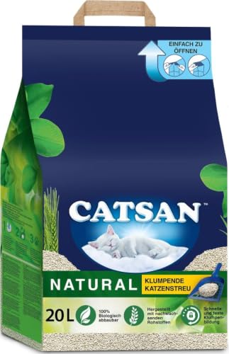 CATSAN - Natural Clumping Cat Litter - 20 L - Biodegradable Extra Absorbent - No Smell - Bulk Cat Litter