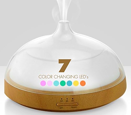LED 7 Color Aromatherapy 100 ml Therapeutic Essential Oils Diffuser Acrylic Top and Wood Grain Ultrasonic Cool Mist Humidifier - Use for Office Home Baby Yoga Spa Studio Anytime Unique Gifts