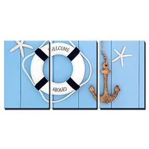 Decorative Lifebuoy Anchor and Starfish Sea Shells Over...