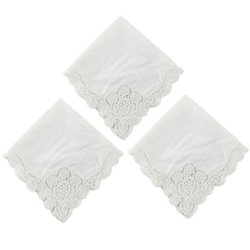 OWM Handkerchief Bride Pack of 3 Classic Wedding Lace Handkerchiefs in Bulk