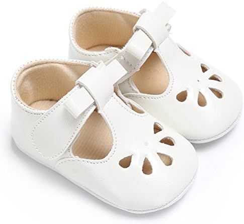 Royirene Baby Girls' Bowknot White Retro Leather Shoes 12-18 Months