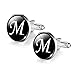JIAYIQI M-Letter Round Crystal Gem Cufflinks for Men Business Shirt Fine Accessory