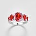 Psiroy 925 Sterling Silver Plated Created Garnet Filled 5 Stone Engagement Ring Band Size 6