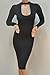 ALAIX Women's Sassy Keyhole Low-Cut Bodycon Long Sleeve Winter Pencil Party Evening Dress Black-XL