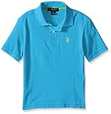 U.S. Polo Assn. Big Boys' Classic Short Sleeve Solid Pique Polo Shirt, Flip Flop Blue, 10/12