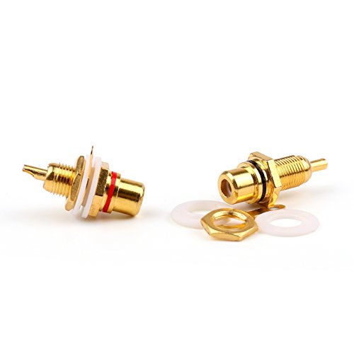 Areyourshop 60 Pcs Gold Plated RCA Female Jack Panel Mount Chassis Socket Red Black - Thumbnail 2