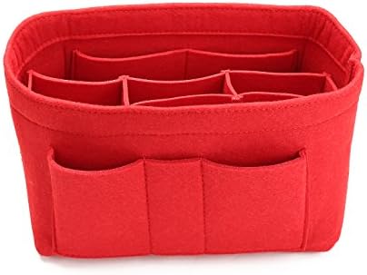 COKOO-Portable Multi-function Felt Purse Organizers，Insert Handbag Organizer Bag in Bag (Large, Red)