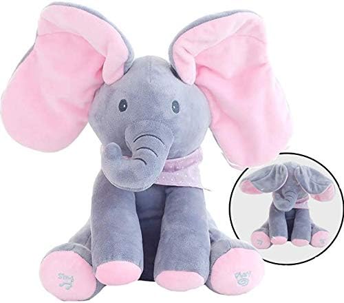 Floppy The Peek A Boo Elephant, Interactive Plush Toy Sings & Plays Peek-A-Boo, Anti-Stress Stuffed Animal Doll for Infants, The Best Gift for Baby Showers, Toddler Birthdays, and Christmas