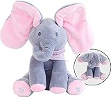 Floppy The Peek A Boo Elephant, Interactive Plush Toy Sings & Plays Peek-A-Boo, Anti-Stress Stuffed Animal Doll for Infants, The Best Gift for Baby Showers, Toddler Birthdays, and Christmas