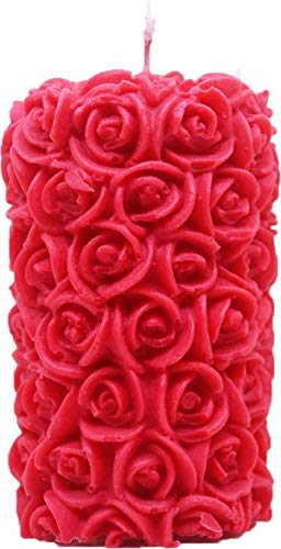 Shraddha Creation Rose Pillar Decorative Smokeless Designer Candle, Red Color with Rose Fragrance
