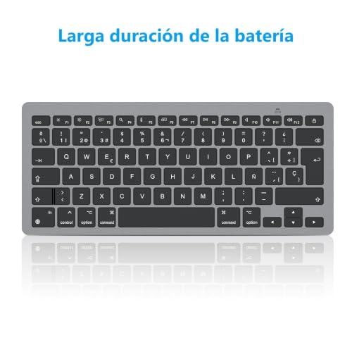 OMOTON Bluetooth Keyboard for Mac Wireless Keyboard for Apple MacBook Pro 13 14 16/ Air/Mini, iMac, iMac Pro, Mini, QWERTY Spanish Layout, 2*AAA Battery, Specific Design for Mac, Grey