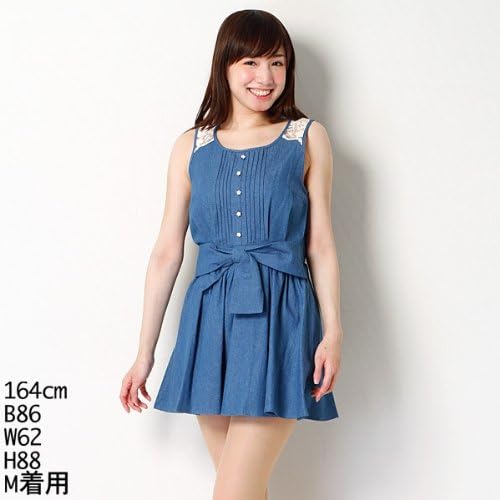 Amazon イング Ingni ワンピース ウエストリボンデニムノースリop デニム M ワンピース チュニック 通販