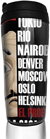YGFOODB Money Heist La Casa Papel Coffee Cup Thermos Mug Double Wall Vacuum Insulated 3D Personalized Tea Water 12 Oz Bottle Portable Tumblert Home Trave (350 Ml)