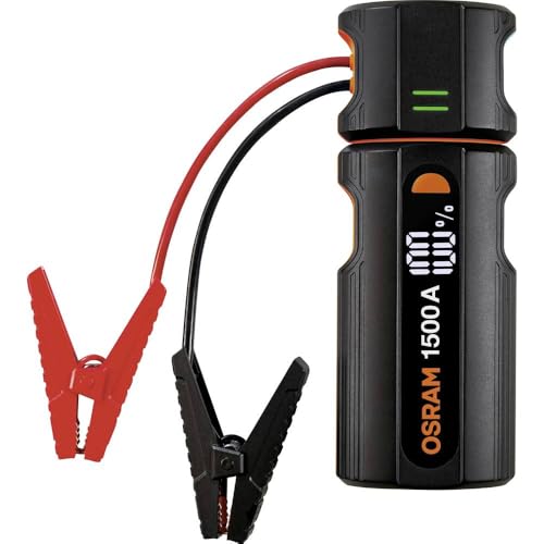 OSRAM BATTERYjumpstart 1500, power bank per avviamento di emergenza, avviatore di emergenza al litio, per veicoli a 12 V con motori benzina fino a 6,0 litri e diesel 3,0 litri