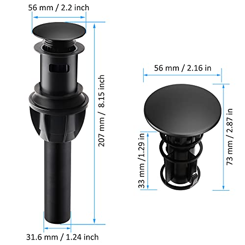 Hibbent 2 Pack Push and Seal Pop Up Drain Stopper with Overflow for