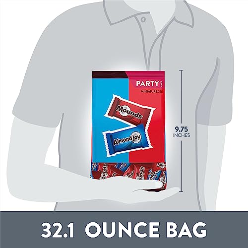 ALMOND JOY AND MOUNDS ASSORTED FLAVORED MINIATURE, CANDY PARTY PACK, 32.1 OZ