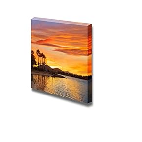 Canvas Prints Wall Art - Alcudia Majorca at Sunset on The Beach Mallorca Balearic Islands - 12" x 12"