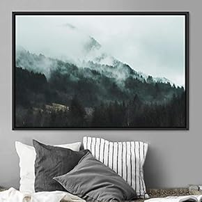 signwin Framed Canvas Wall Art Foggy Mountains Aerial...