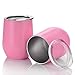 Skylety 12 oz Double-insulated Stemless Glass, Stainless Steel Tumbler Cup with Lids for Wine, Coffee, Drinks, Champagne, Cocktails, 2 Sets (Pink)
