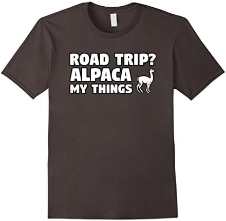 Mens Funny Alpaca T-Shirt | Roadtrip Apaca My Things  Large Asphalt